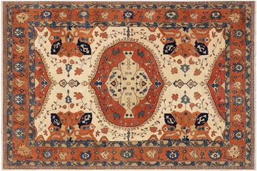 handmade Geometric Kafkaz Chobi Ziegler Beige Rust Hand Knotted RECTANGLE 100% WOOL area rug 9 x 13